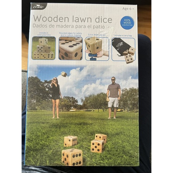 Crane Sports Wooden Lawn 3.5” Dice (6) W/Carry Bag Dice Yard Game New Sealed Box - Picture 4 of 4